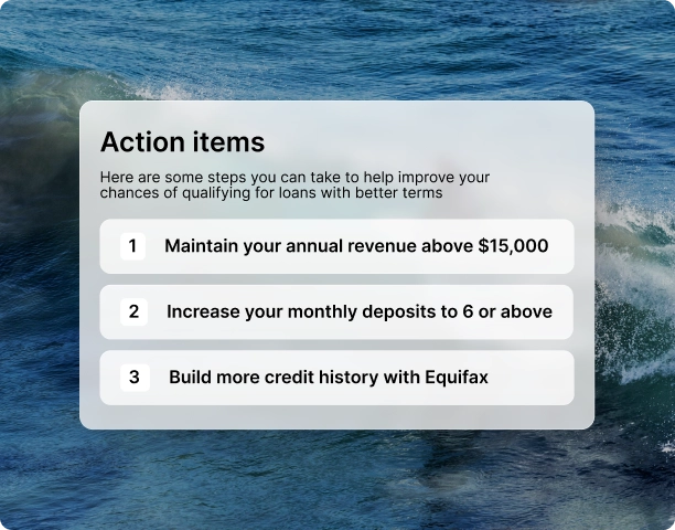 action items to help you qualify for loans UI